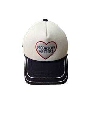 Rustler White and Navy 'In Cowboys We Trust' Embroidered Baseball Cap one size